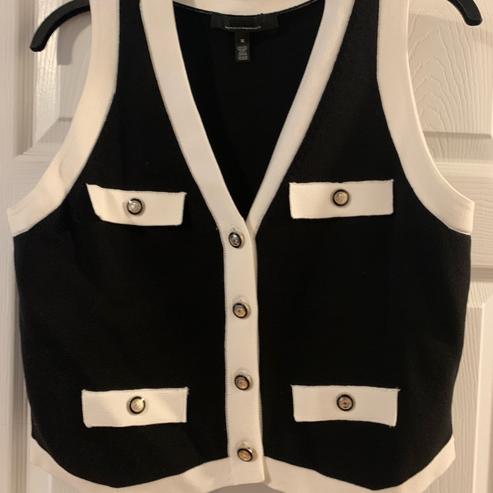 White House Black Market Monochrome Knit Vest